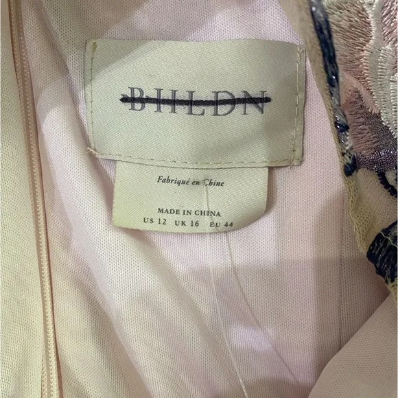 🆕BHLDN Linden Pink/Blue Floral Embroidered Tulle Illusion Neck MOB Dress SZ 12 - Picture 5 of 14